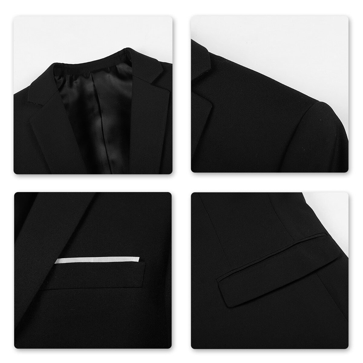 New 3-Piece Slim Fit One Button Fashion Black Suit