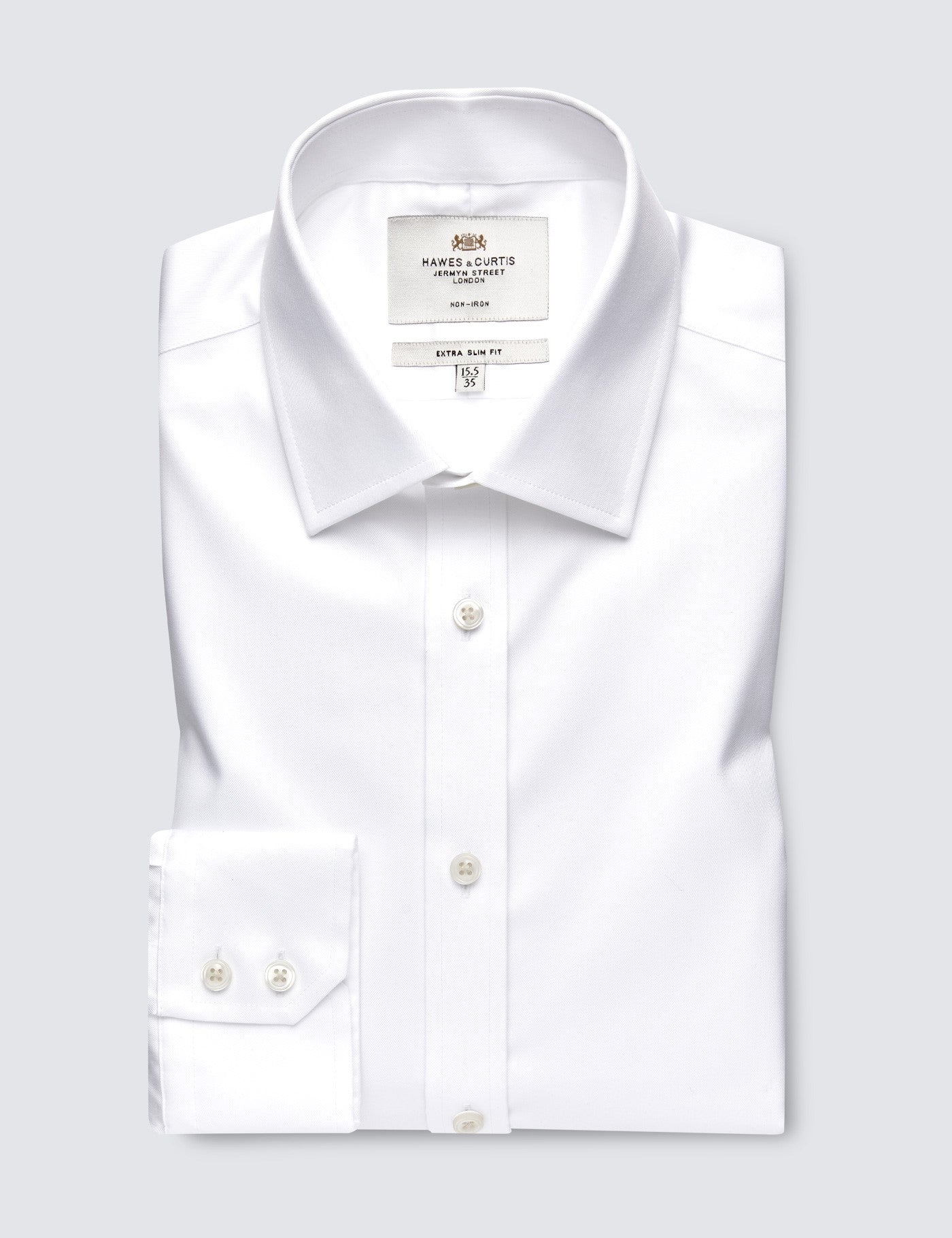 Non-Iron White Twill Extra Slim Shirt - Semi-Cutaway Collar