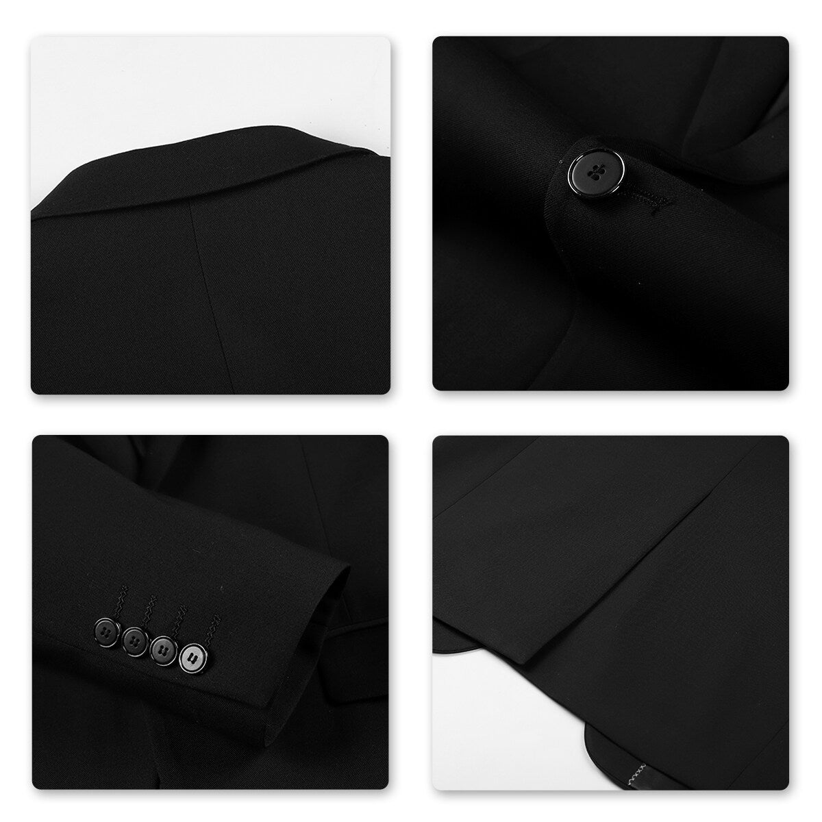 New 3-Piece Slim Fit One Button Fashion Black Suit