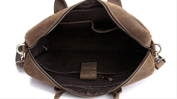 AMKJ LEATHER Crazy Horse Leather Messenger Bags Men's Vintage Shoulder Bags Leather Cross Body Bag