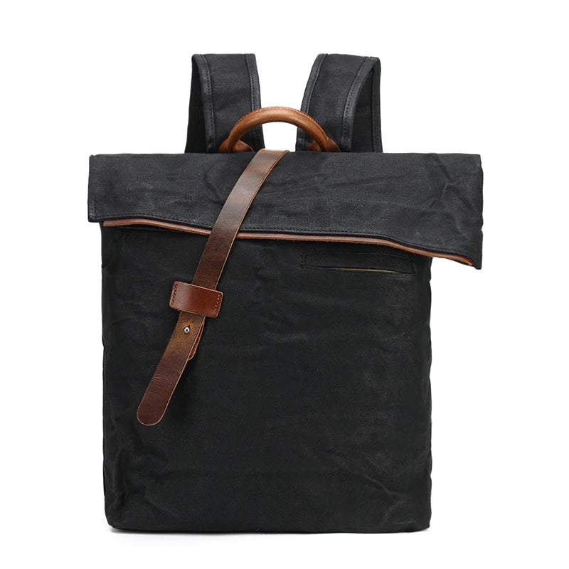 Waxed Canvas Backpack Rucksack Handmade School Backpack Hiking Bag