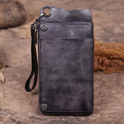 Handmade Genuine Leather Wallet Unisex Long Wallet Money Purse Card Holder