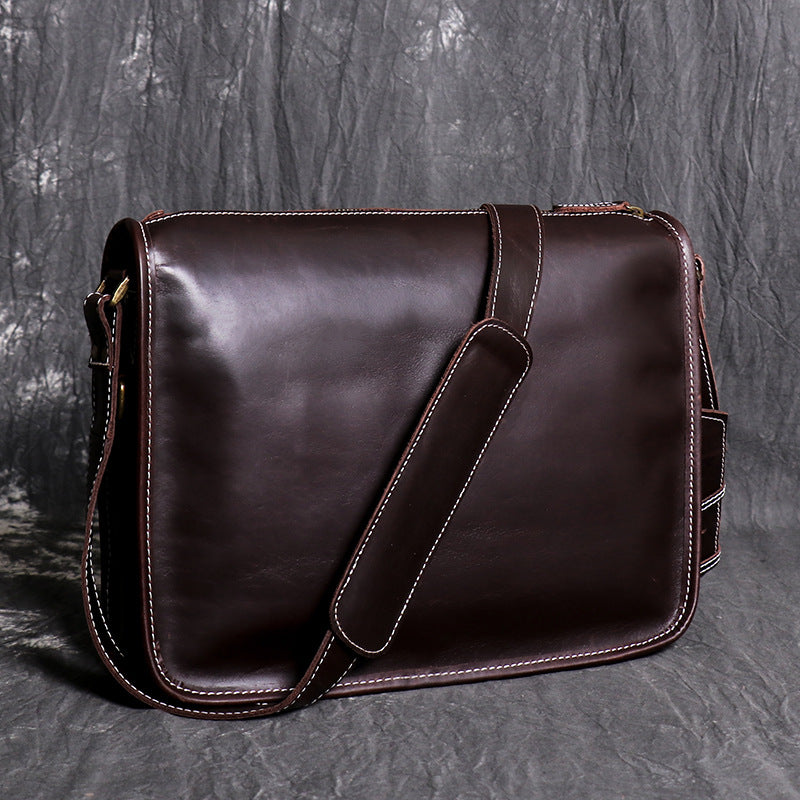 Retro Men Messenger Bag Full Grain Leather Men Shoulder Bag Men Crossbody Bag