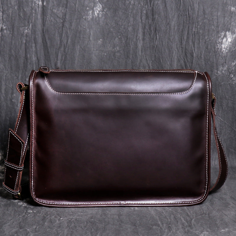 Retro Men Messenger Bag Full Grain Leather Men Shoulder Bag Men Crossbody Bag