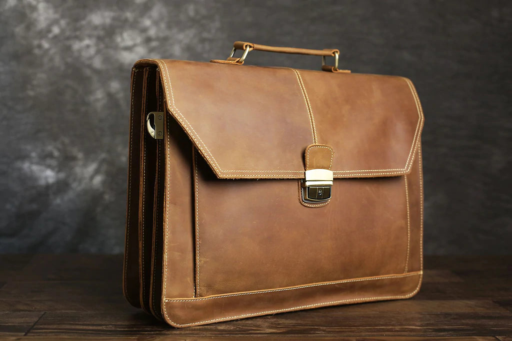 Vintage Moca Mens Leather Briefcase, Leather Messenger Bags