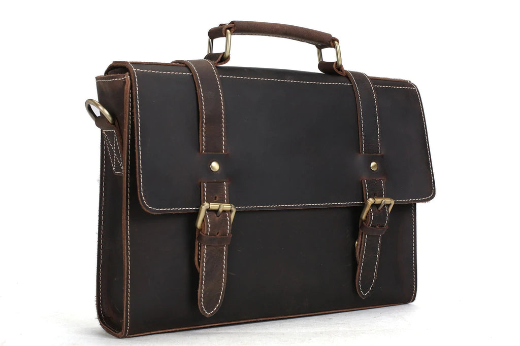 Vintage Style Leather Briefcase Messenger Bag Satchel Bag Crossbody Shoulder Bag