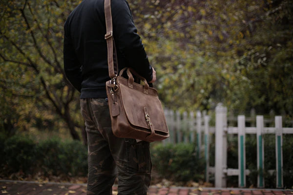 Men's Handmade Leather Briefcase Messenger Laptop Bag Men's Handbag For Christmas Gift