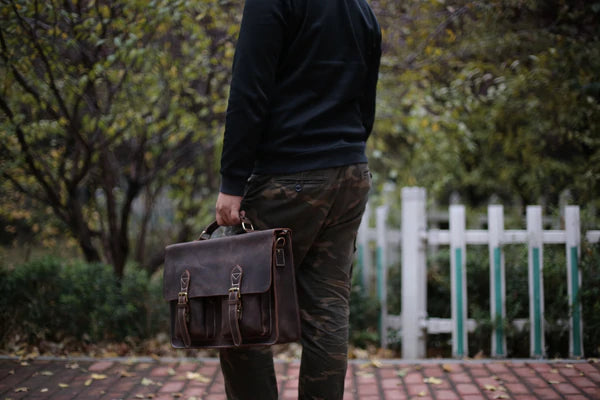 Handcrafted Top Grain Genuine Leather Laptop Briefcase Business Handbag Men Messenger Bag