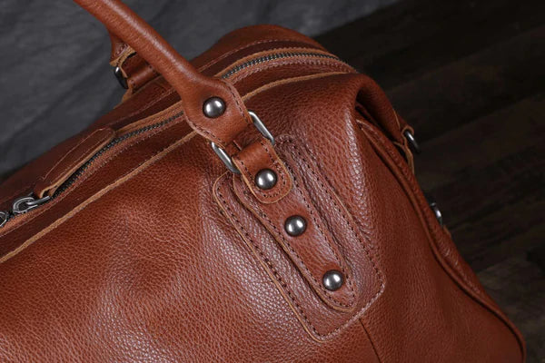 Handmade Full Grain Leather Travel Bag, Duffle Bag, Mens Handbag