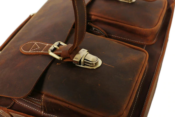 Handmade Genuine Leather Laptop Briefcase, Top Grain Business Handbag, Men's Messenger Bag