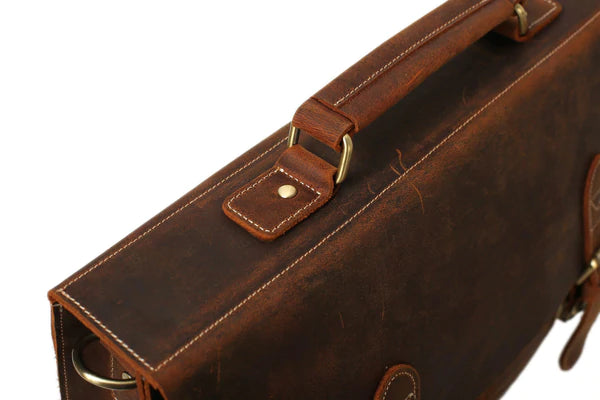 Handmade Genuine Leather Laptop Briefcase, Top Grain Business Handbag, Men's Messenger Bag