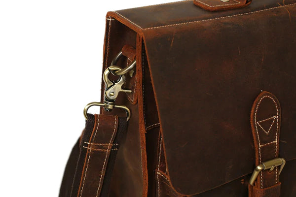 Handmade Genuine Leather Laptop Briefcase, Top Grain Business Handbag, Men's Messenger Bag