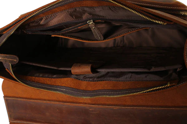 Handmade Genuine Leather Laptop Briefcase, Top Grain Business Handbag, Men's Messenger Bag