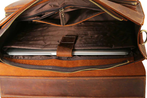 Handmade Genuine Leather Laptop Briefcase, Top Grain Business Handbag, Men's Messenger Bag