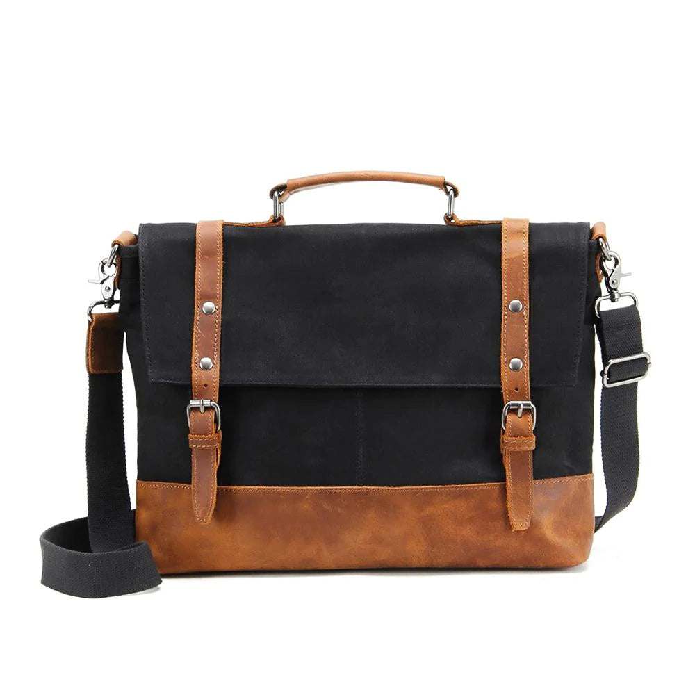 Canvas Messenger Bag Waterproof Canvas With Leather Shoulder Bag Waxed Canvas Crossbody Bag