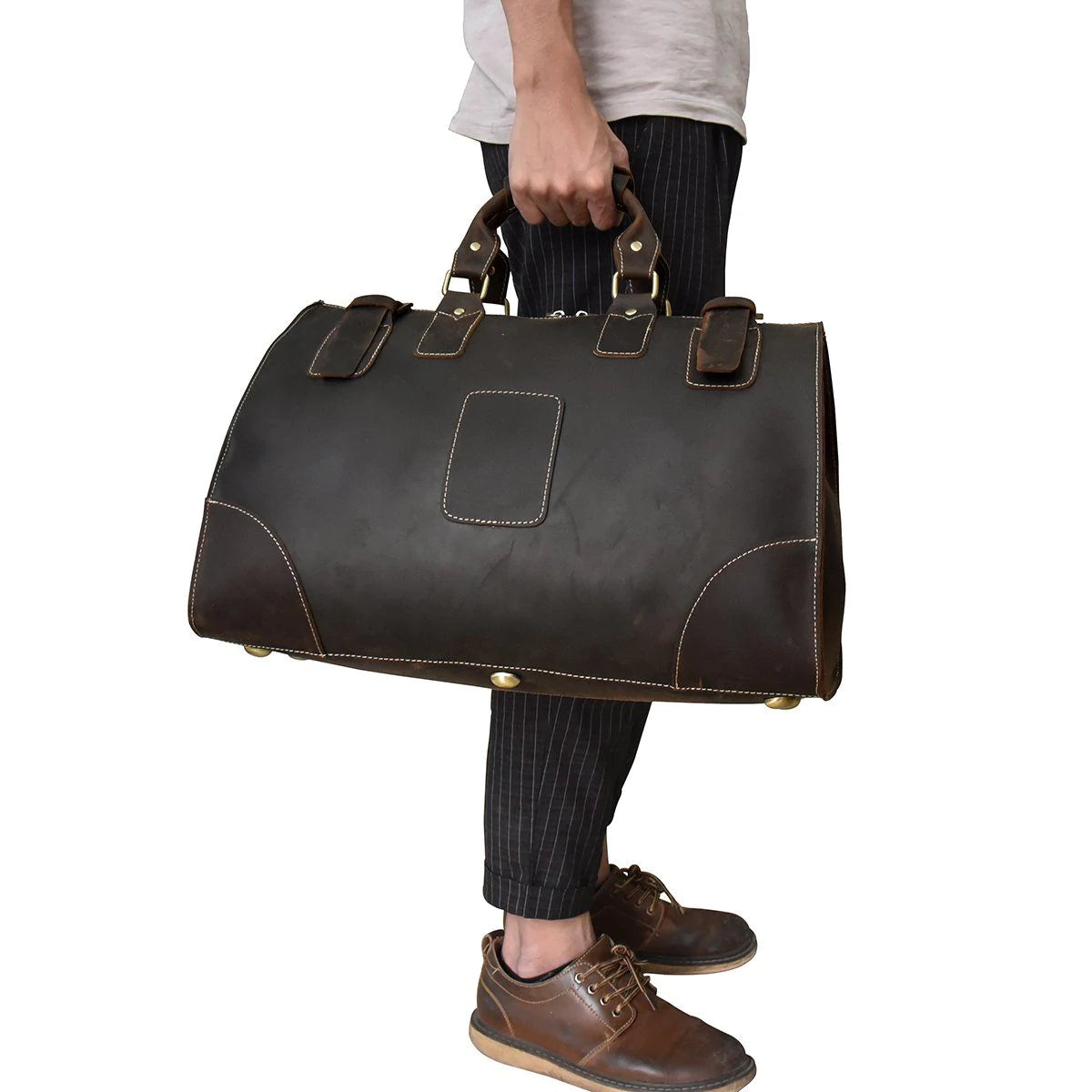 Handmade Leather Travel Bag, Mens Gym Bag, Duffle Bag