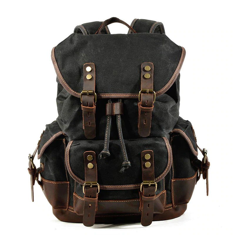 Flash Sale Canvas Travel Backpack Canvas With Leather Laptop Backpack Vintage Mens Canvas Rucksack