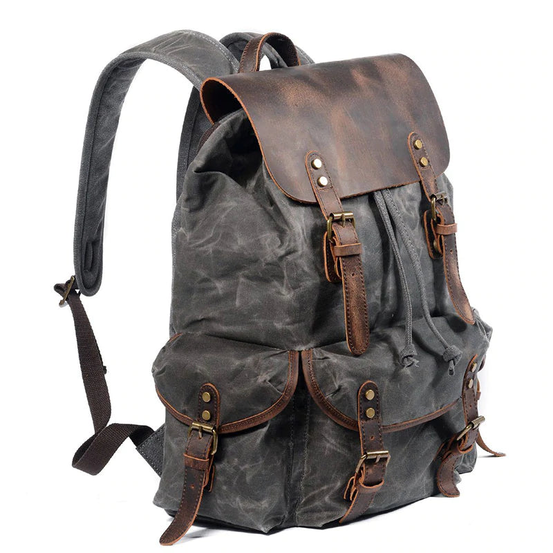 Waxed Canvas Waterproof Drawstring Backpack Unisex