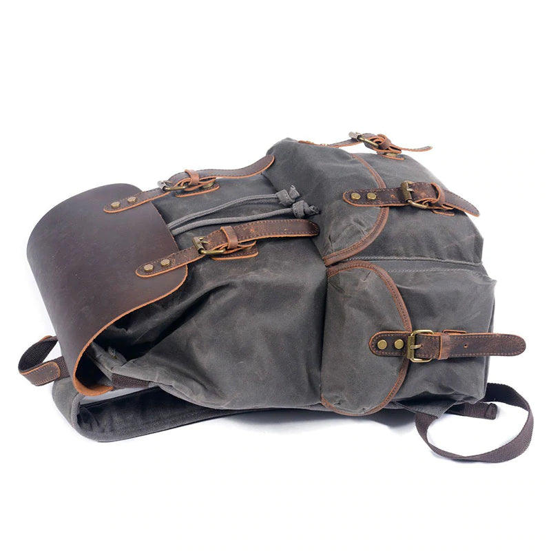 Waxed Canvas Waterproof Drawstring Backpack Unisex