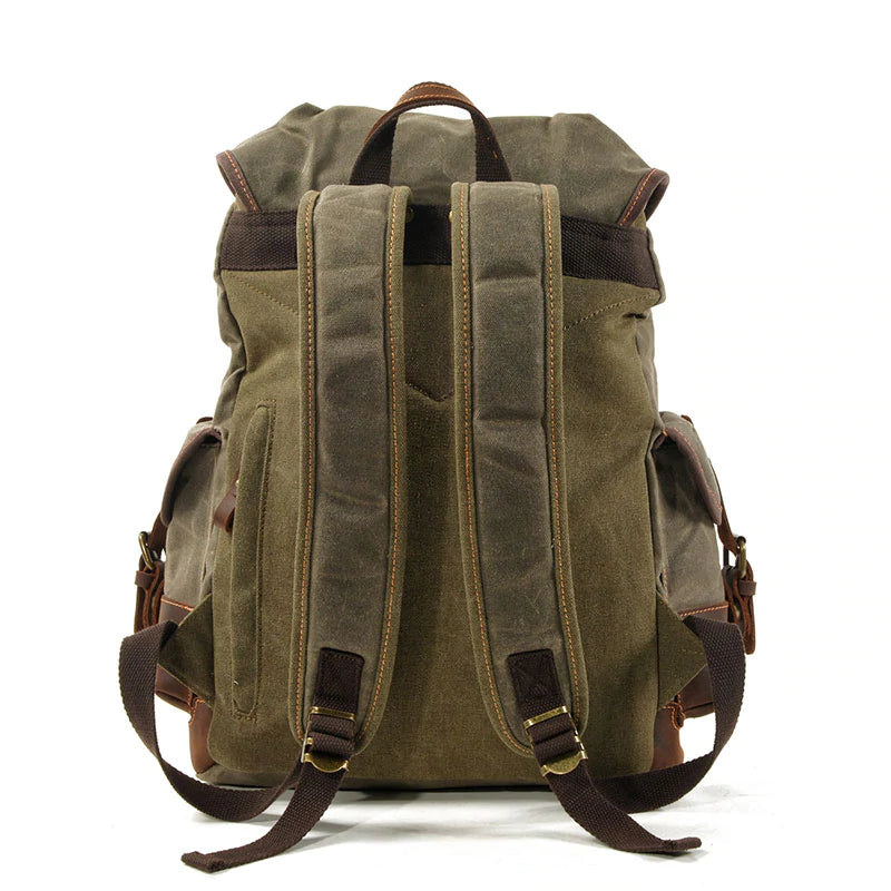 Flash Sale Canvas Travel Backpack Canvas With Leather Laptop Backpack Vintage Mens Canvas Rucksack