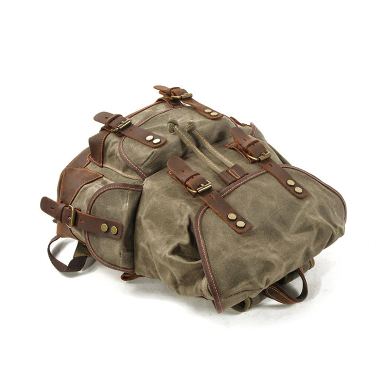 Flash Sale Canvas Travel Backpack Canvas With Leather Laptop Backpack Vintage Mens Canvas Rucksack