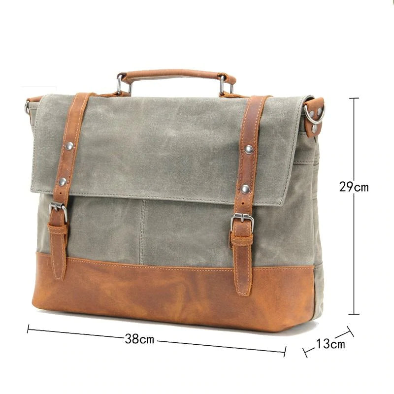 Canvas Messenger Bag Waterproof Canvas With Leather Shoulder Bag Waxed Canvas Crossbody Bag