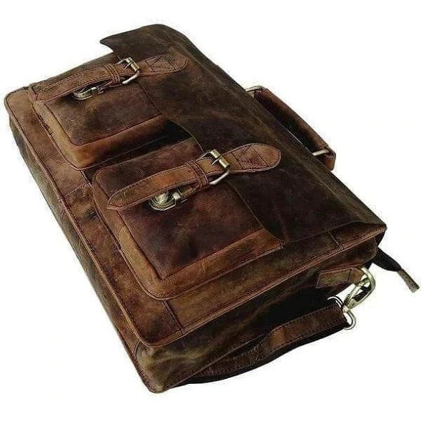 Men Vintage Leather Messenger Bag-The Distressed