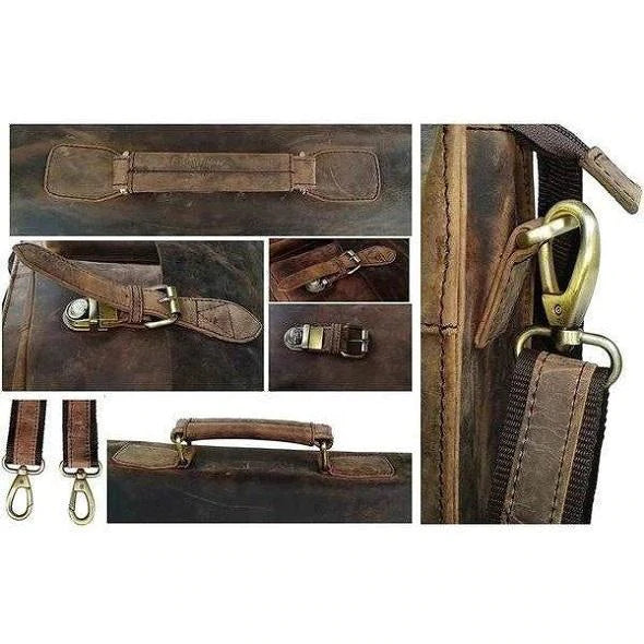 Men Vintage Leather Messenger Bag-The Distressed