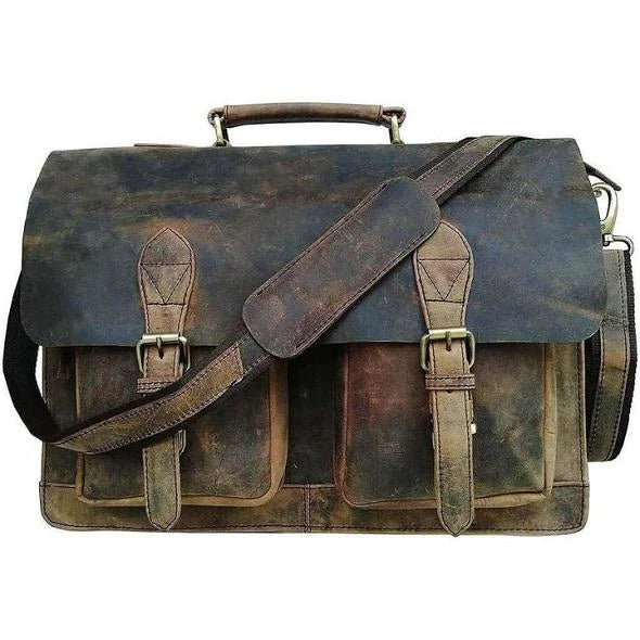 Men Vintage Leather Messenger Bag-The Distressed