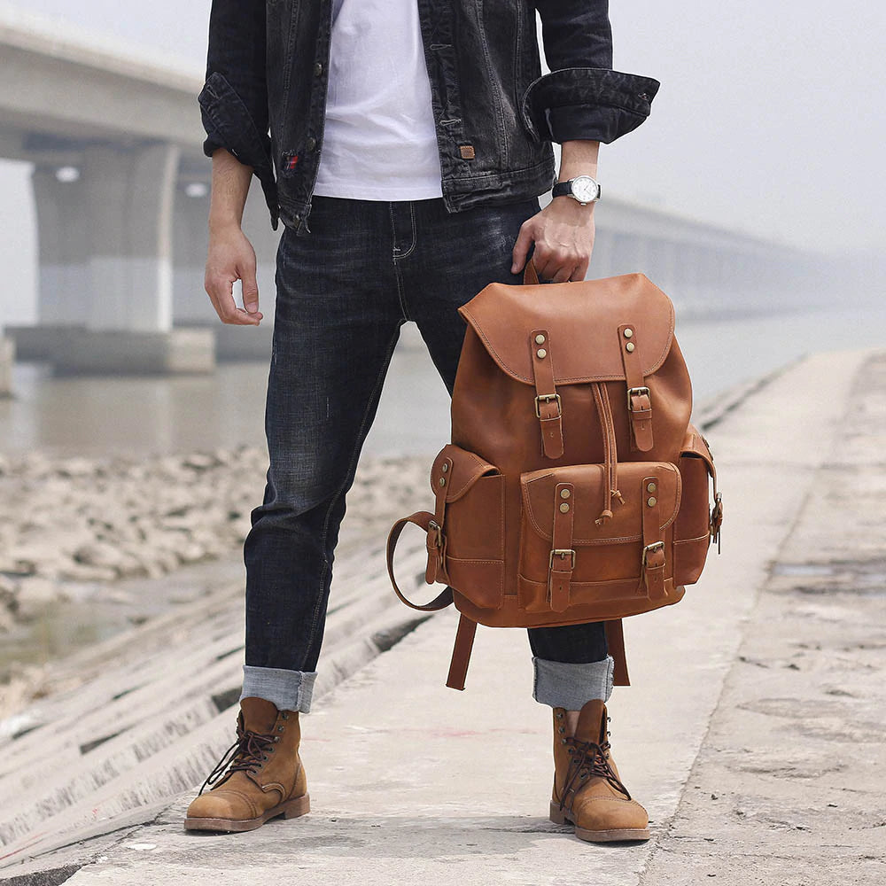 Black Leather Backpack - WATERLOO