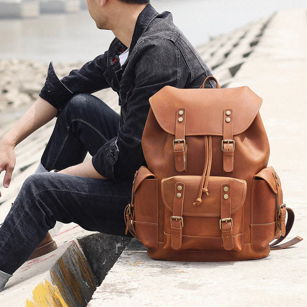 Black Leather Backpack - WATERLOO