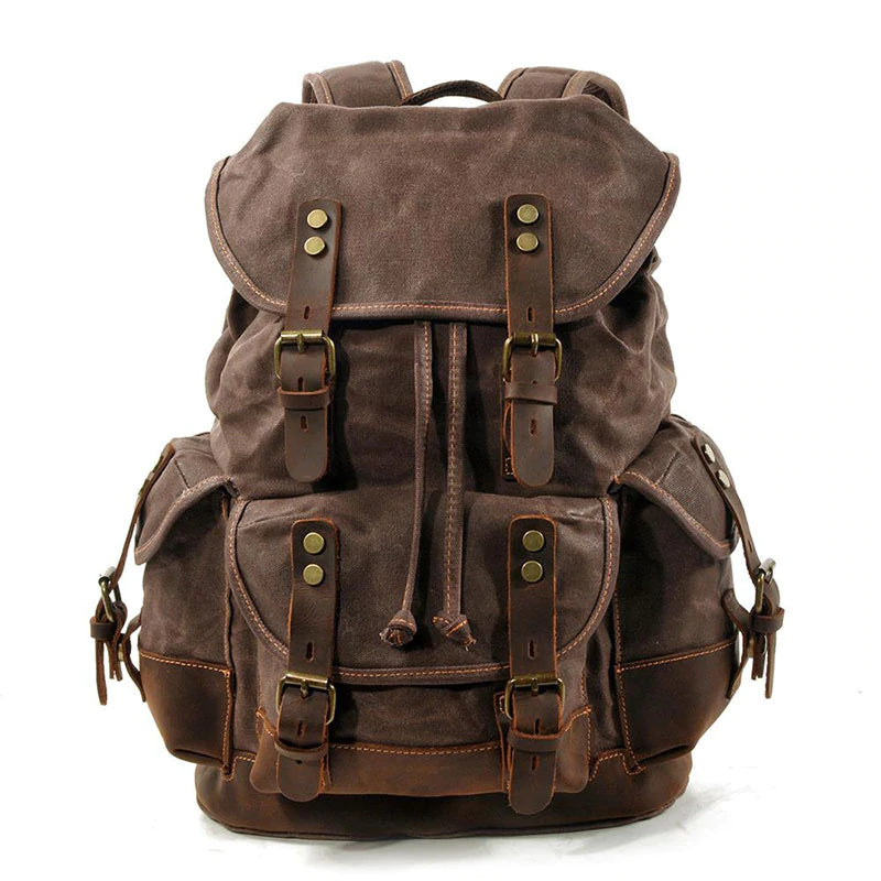 Flash Sale Canvas Travel Backpack Canvas With Leather Laptop Backpack Vintage Mens Canvas Rucksack