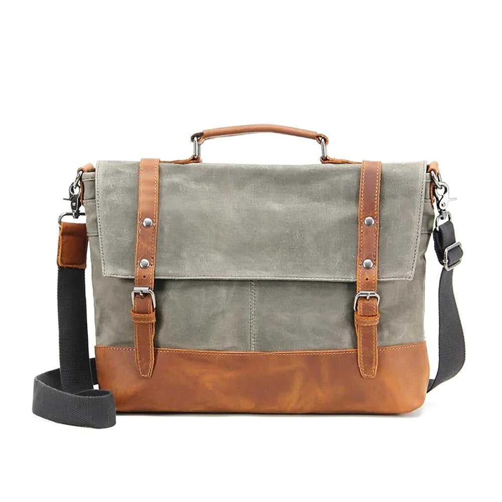 Canvas Messenger Bag Waterproof Canvas With Leather Shoulder Bag Waxed Canvas Crossbody Bag