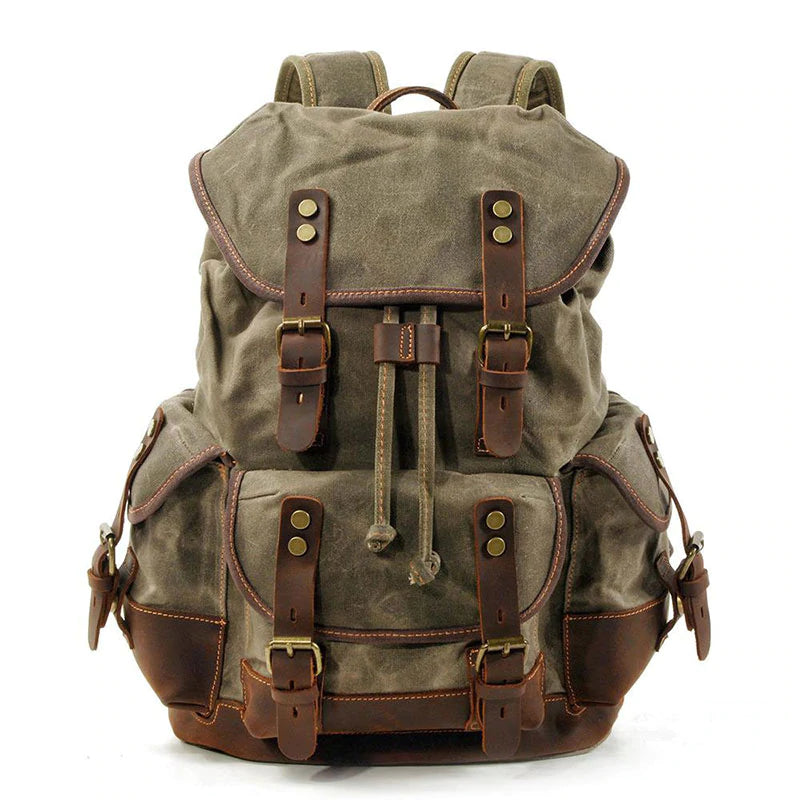 Flash Sale Canvas Travel Backpack Canvas With Leather Laptop Backpack Vintage Mens Canvas Rucksack