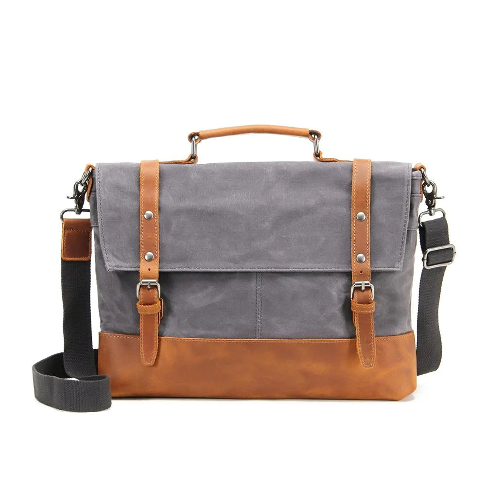 Canvas Messenger Bag Waterproof Canvas With Leather Shoulder Bag Waxed Canvas Crossbody Bag