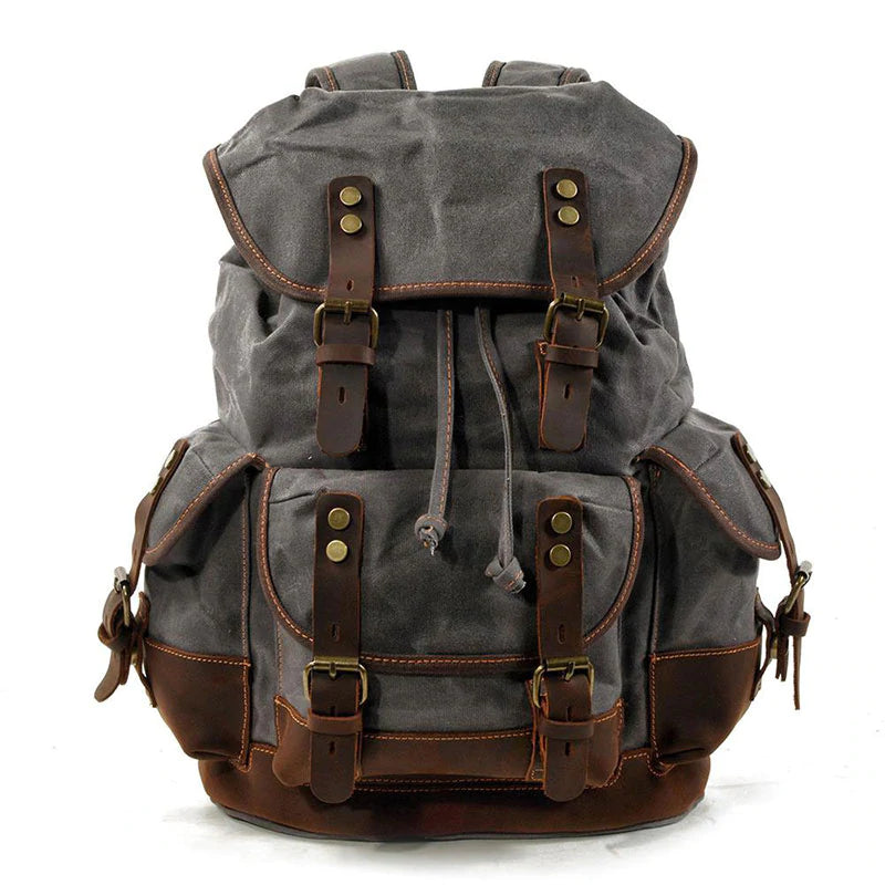 Flash Sale Canvas Travel Backpack Canvas With Leather Laptop Backpack Vintage Mens Canvas Rucksack