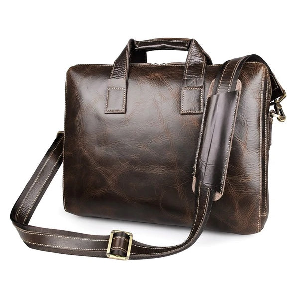 Genuine Leather Briefcase High-Quality Leather Messenger Bags Men's Crossbody Shoulder Bag