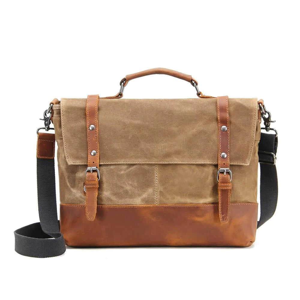 Canvas Messenger Bag Waterproof Canvas With Leather Shoulder Bag Waxed Canvas Crossbody Bag