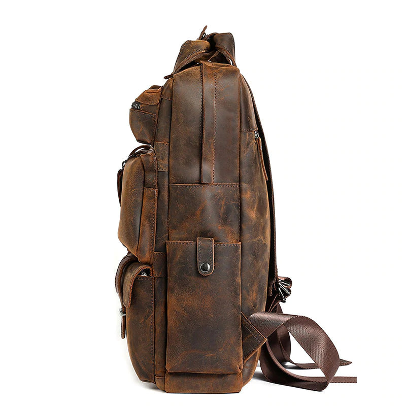 Men's Vintage Crazy Horse Leather Backpack