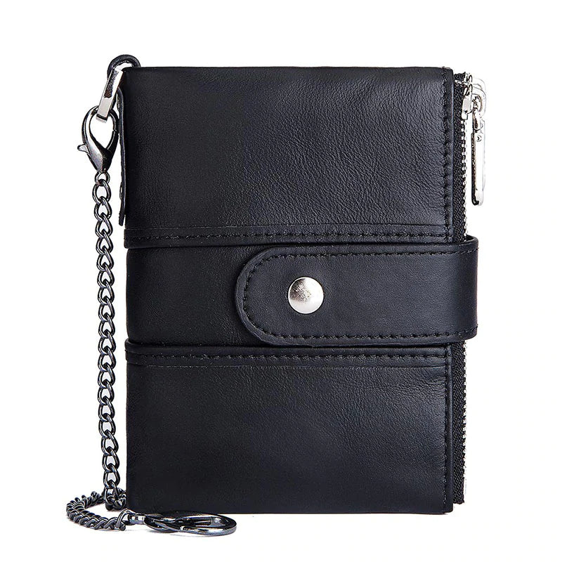 Men's Leather Bi-Fold Wallet RFID Blocking