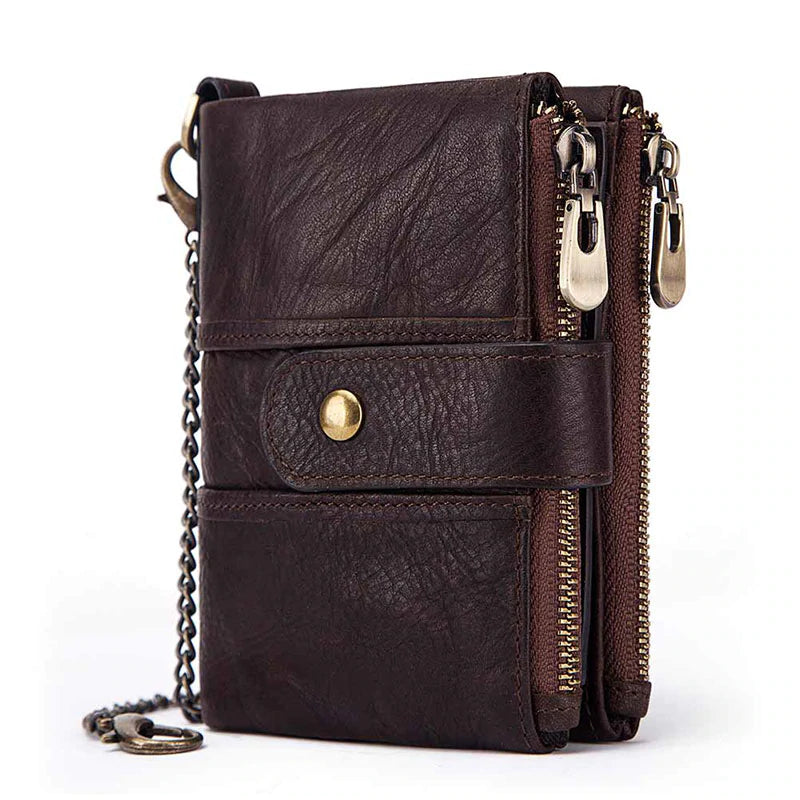 Men's Leather Bi-Fold Wallet RFID Blocking