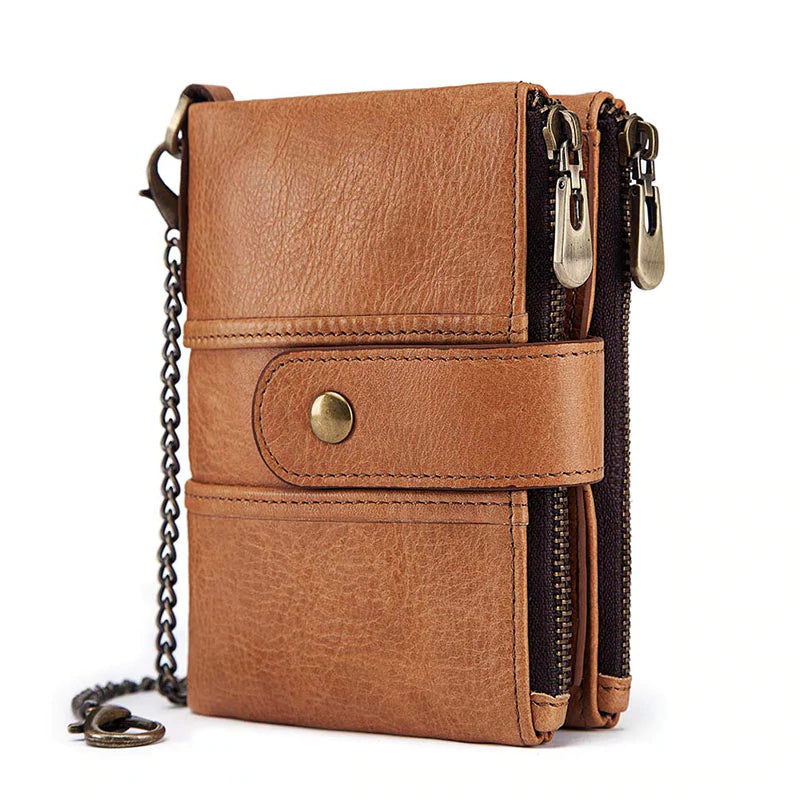 Men's Leather Bi-Fold Wallet RFID Blocking