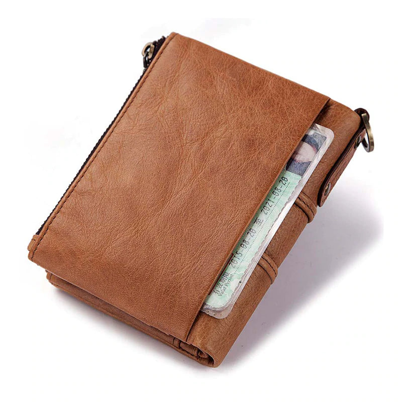 Men's Leather Bi-Fold Wallet RFID Blocking