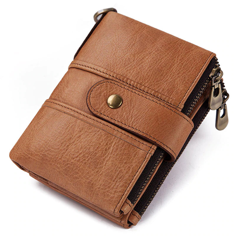 Men's Leather Bi-Fold Wallet RFID Blocking