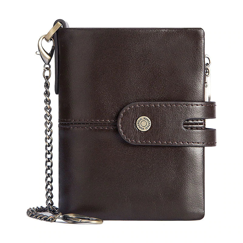 Men's Leather Bi-Fold Wallet RFID Blocking