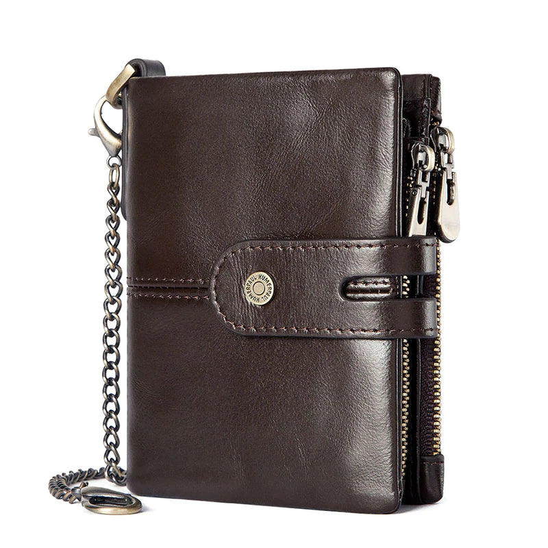 Men's Leather Bi-Fold Wallet RFID Blocking