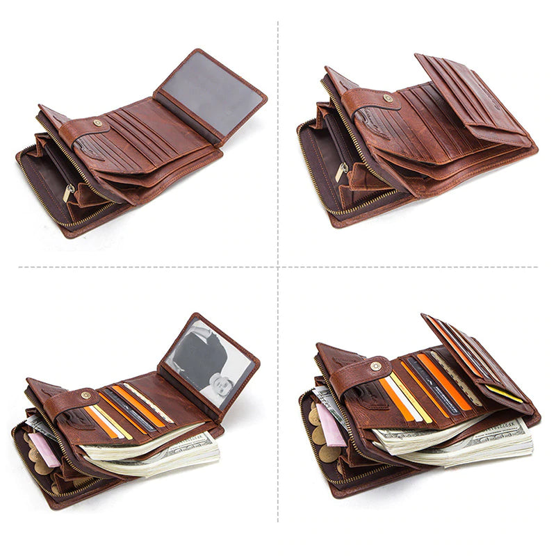 Leather Trifold Wallet RFID Blocking