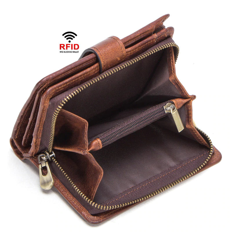 Leather Trifold Wallet RFID Blocking