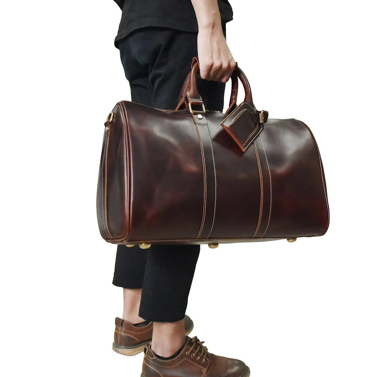 Leather Shoulder Bag Mens Leather Travel Bag Business Travel Luggage Bag