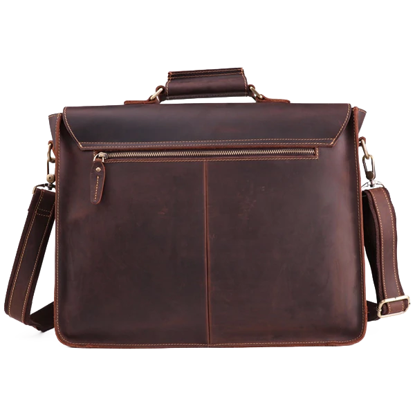 Top Grain Genuine Leather Mens Briefcase Business Messenger Bag Laptop Crossbody Shoulder Bag